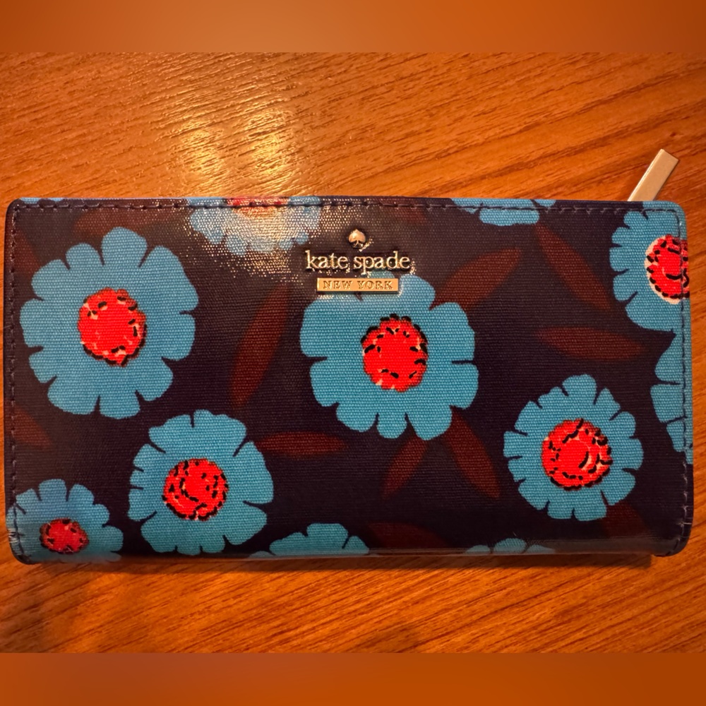 Kate Spade Blue and Red Floral Wallet